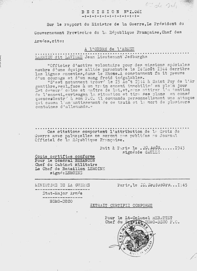 File Croix De Guerre Avec Palme Citation Ordre De L Armee De Gaulle 4500 Copie Conforme Jpg Wikimedia Commons