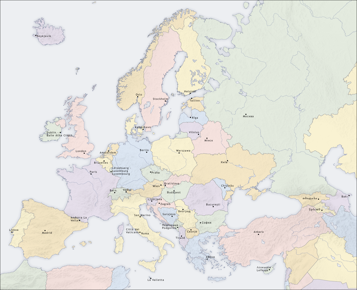 european cities map