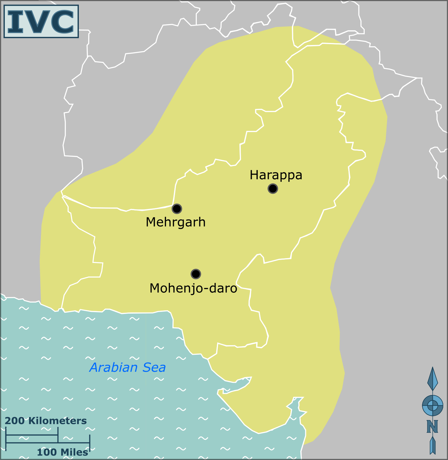 indus valley civilization line map