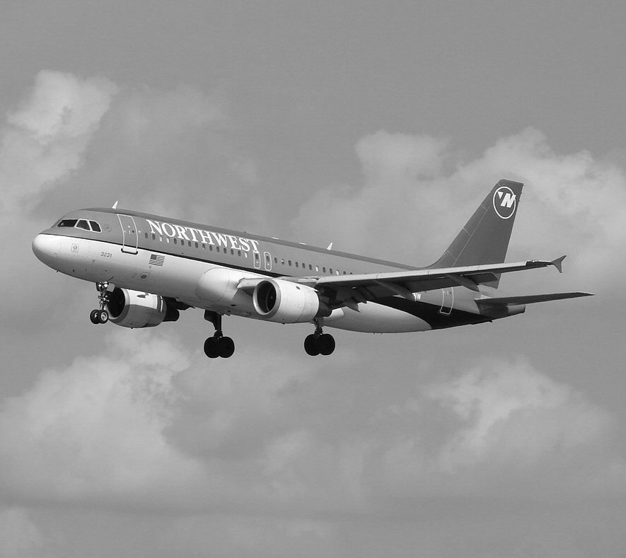 NWA Airbus B&W (314511723).jpg