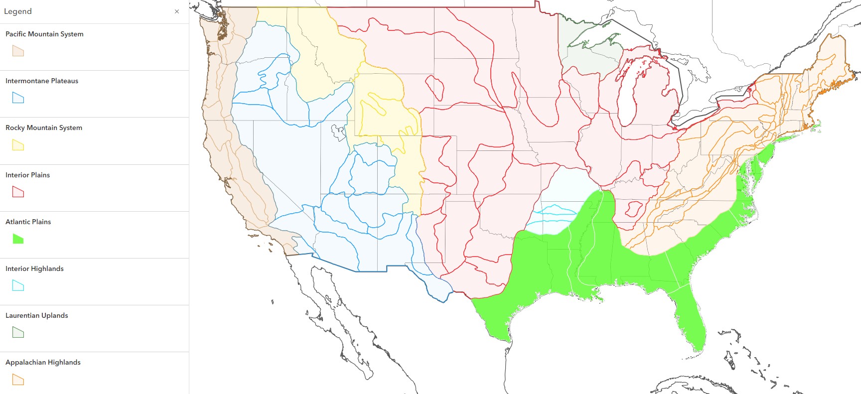eastern coastal plains map