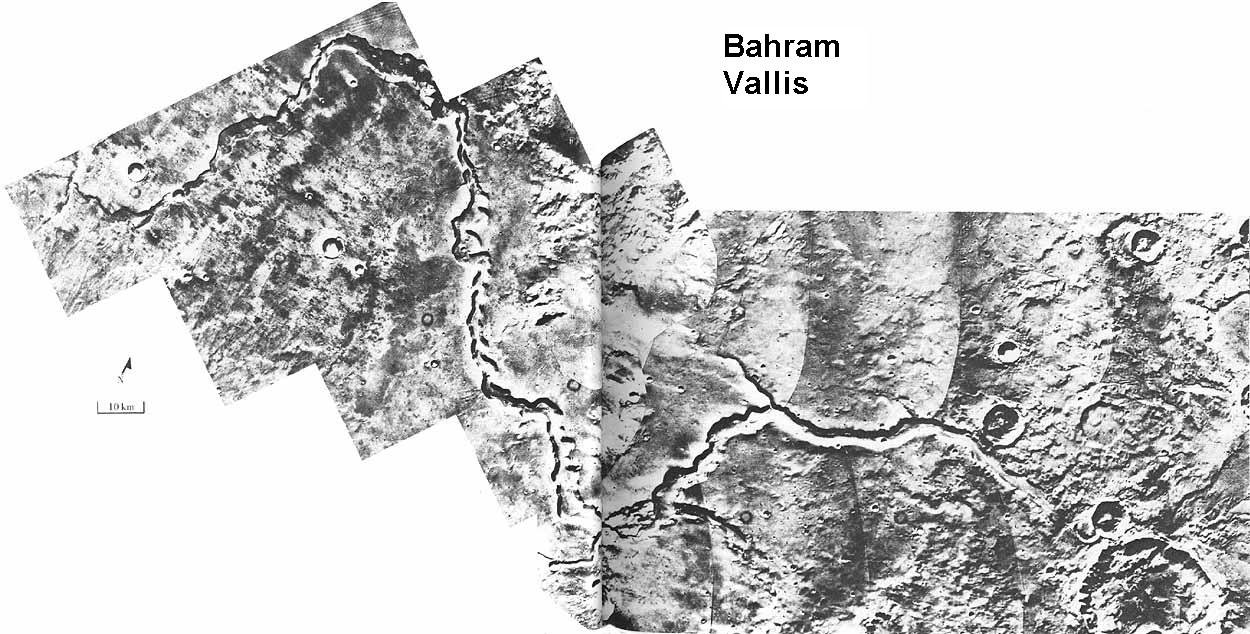 Canali nella Bahram Vallis, visti da Viking. Wikimedia Commons.