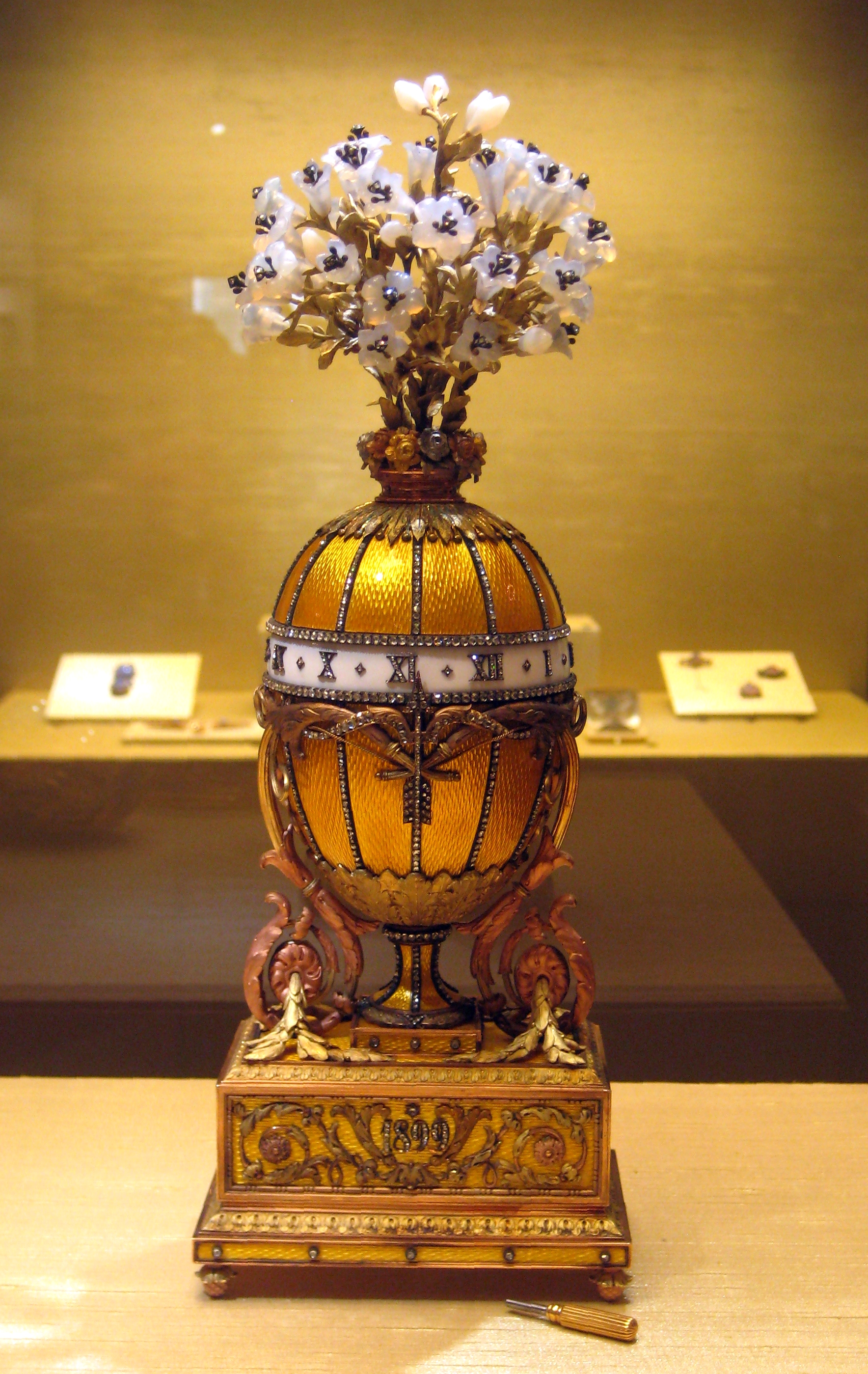 1899 Bouquet of Lilies Clock Royal Egg Glass Ornament