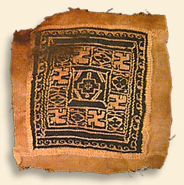 Tunic ornament, wool, tapestry weave, 10th century. California Academy of Sciences collections.