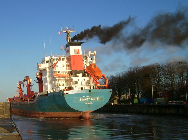 Ship engine smoke.