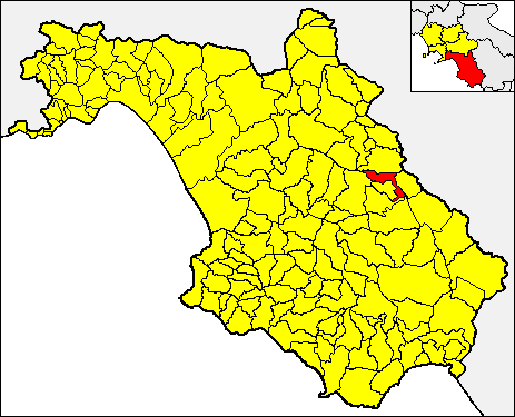 Posizione del comune di Sant'Arsenio all'interno della provincia di Salerno