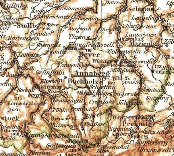 Lage der Amtshauptmannschaft Annaberg 1905