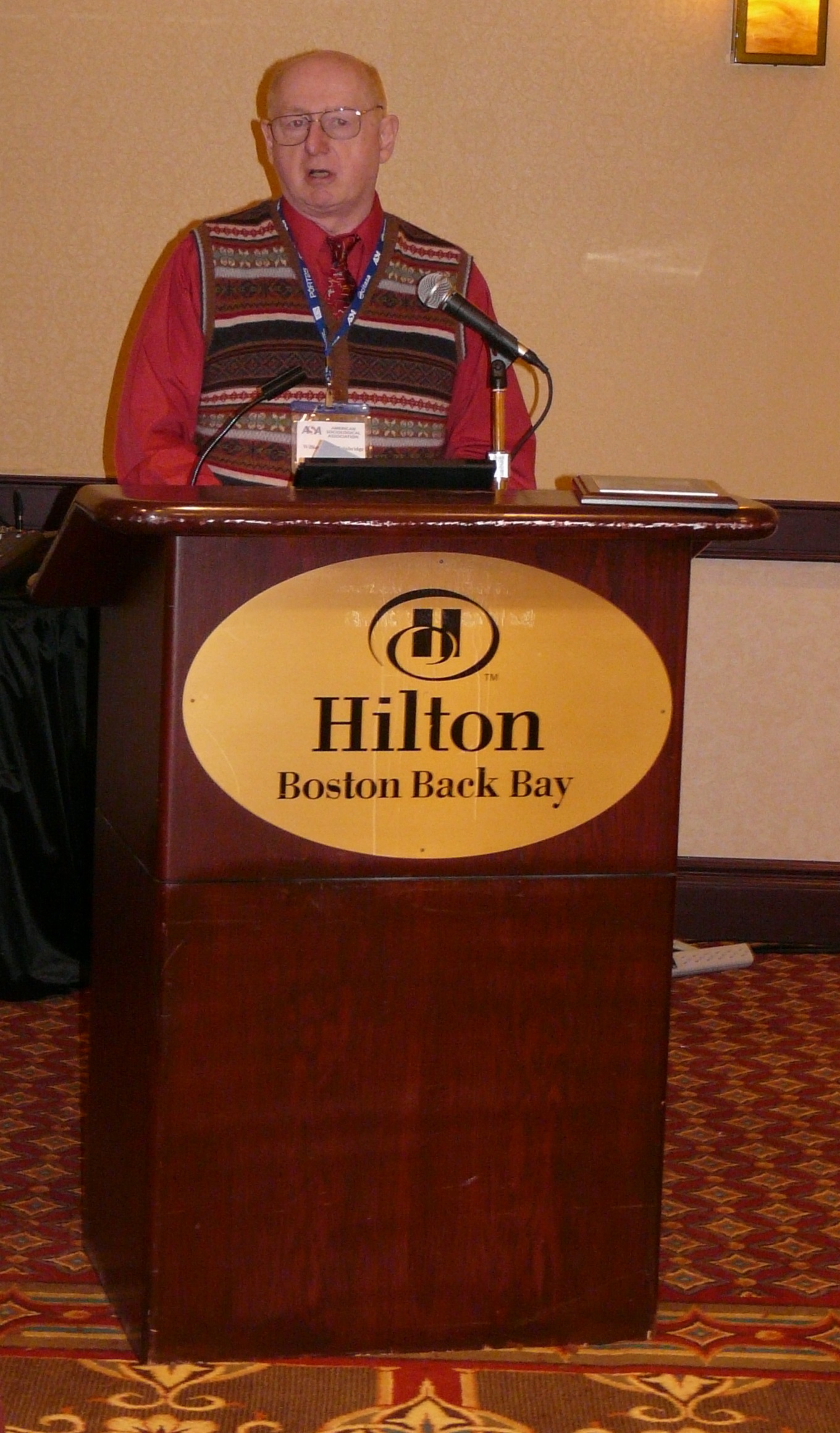 Award ceremony for William Sims Bainbridge held by the CITASA section of ASA. 2008 in Boston.