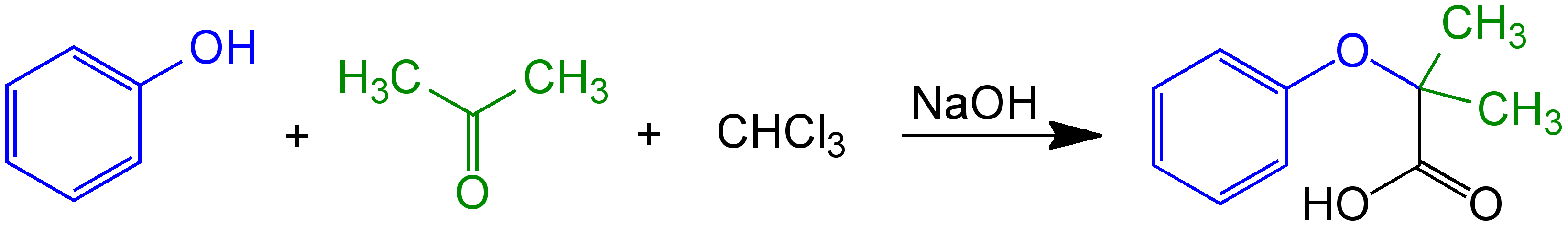 Карбоновая кислота и гидроксид натрия. Реакция Барджеллини. Фенол и ацетон. Хлороформ и гидроксид натрия. Фенол с хлороформом.
