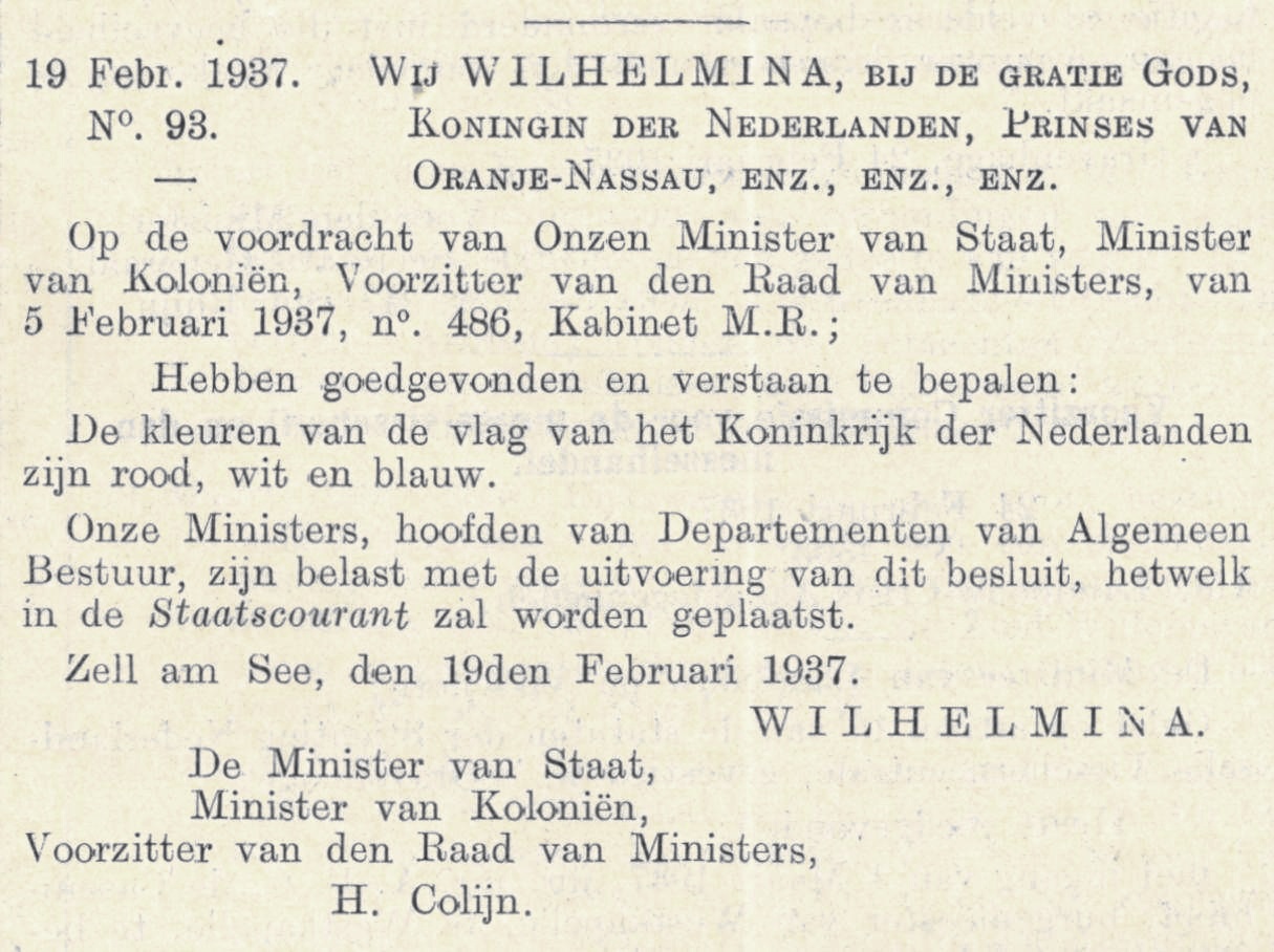 File:Colors of the national flag of the Netherlands Besluit 19 februari 1937, No. Commons