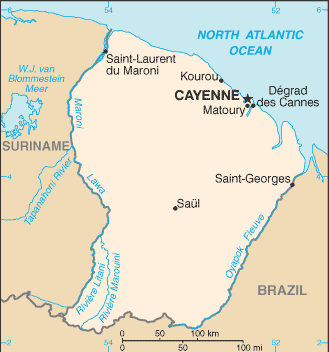 Карта Французской Гвианы