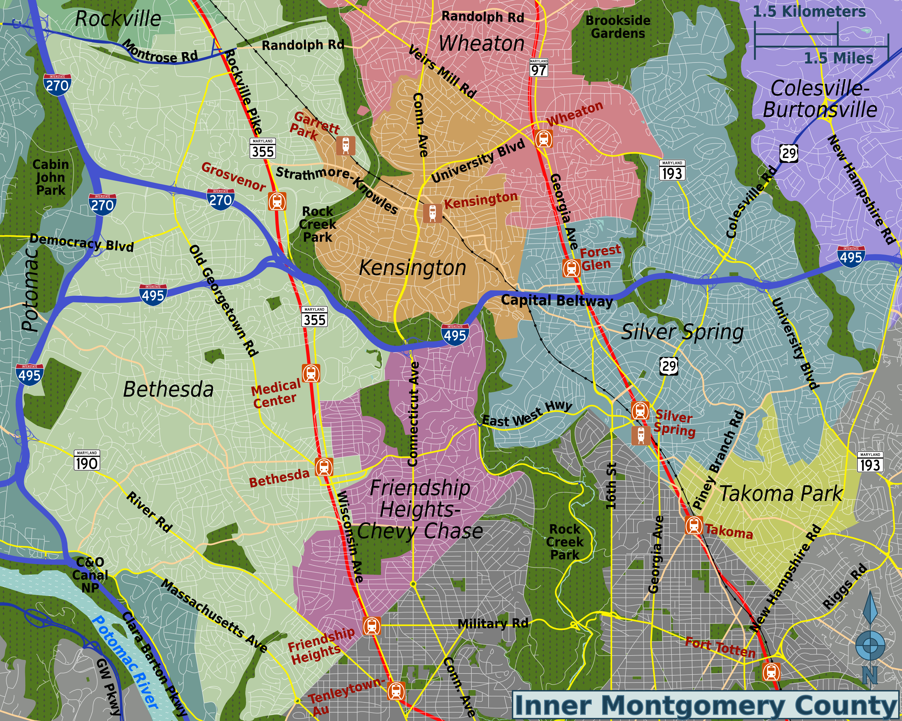 montgomery county map cities towns