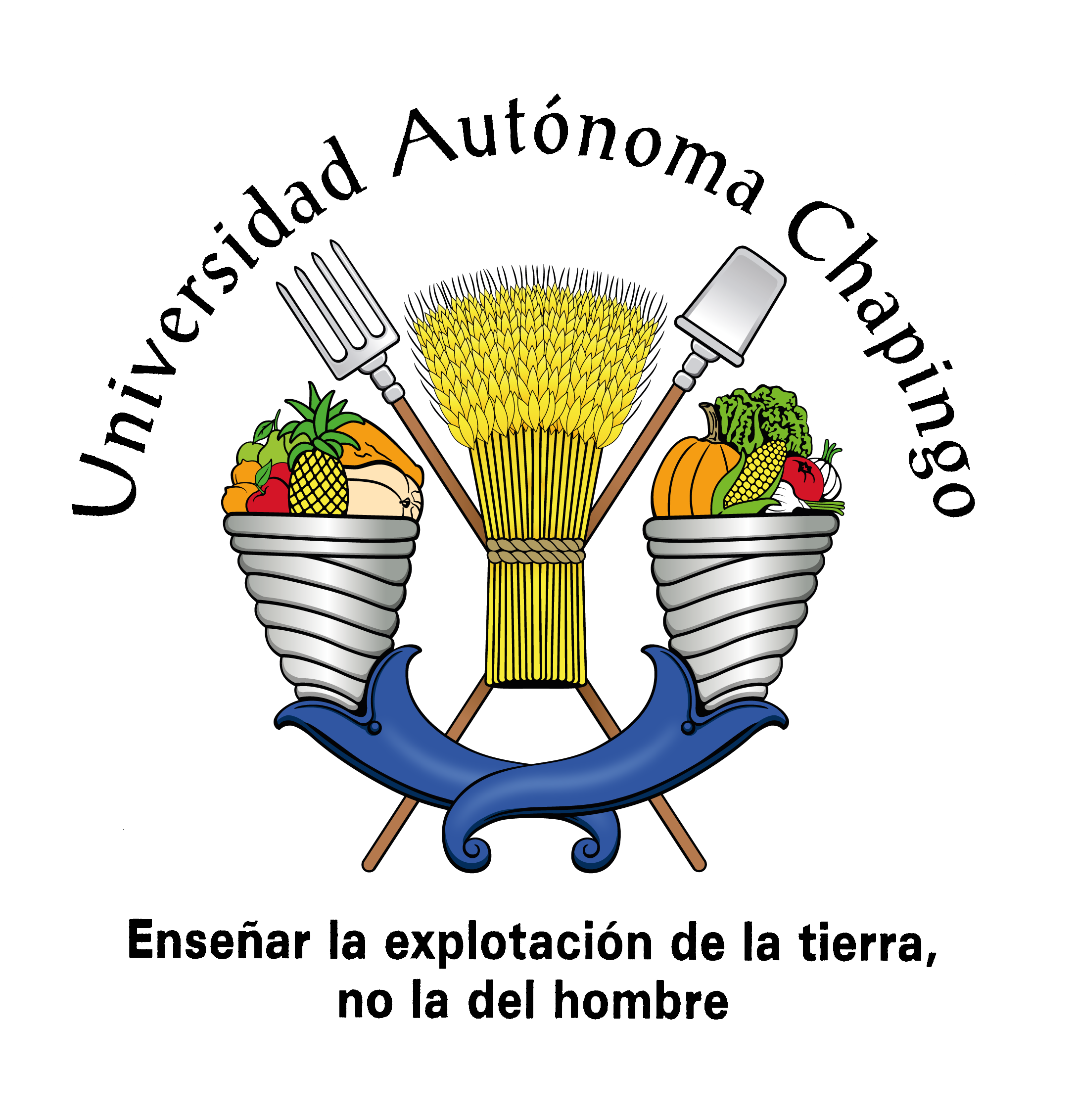 El escudo está formado por dos cuernos de la abundancia con productos agrícolas