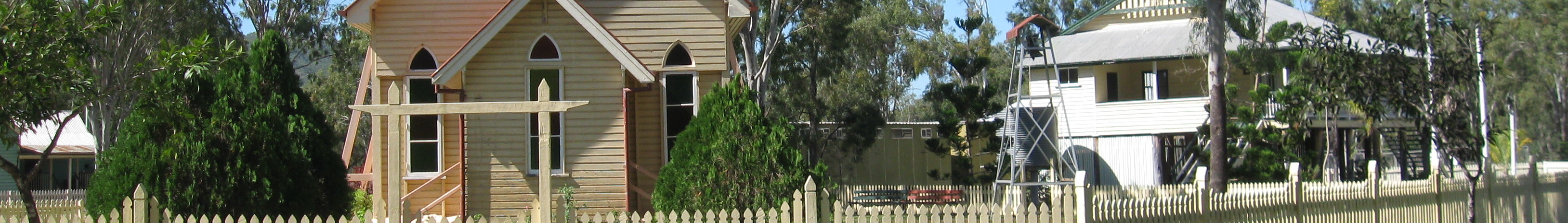 Church and schoolhouse at Rockhampton Heritage Village