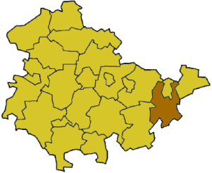 Lage des Landkreises Nordhausen i Thuringen