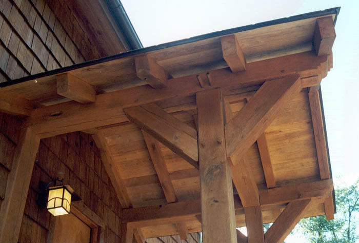 Porch of a modern timber framed home