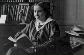 Photo of Hannah as a schoolgirl studying in the family library in 1920