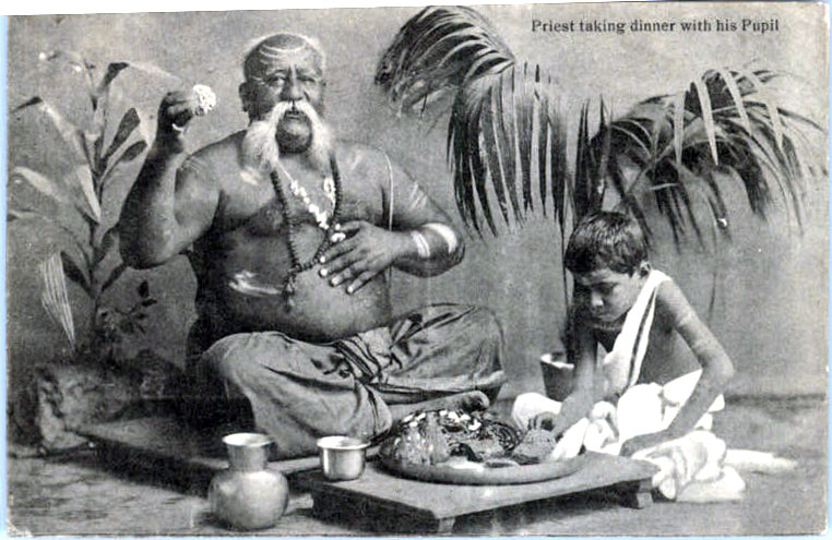 File:An Indian priest having dinner with his pupil in the 1910s.jpg