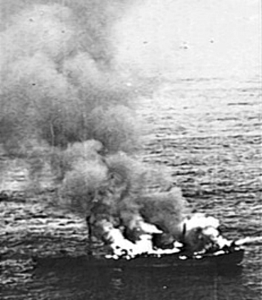 File:German freighter burning in Bay of Biscay Dec 1943.jpg
