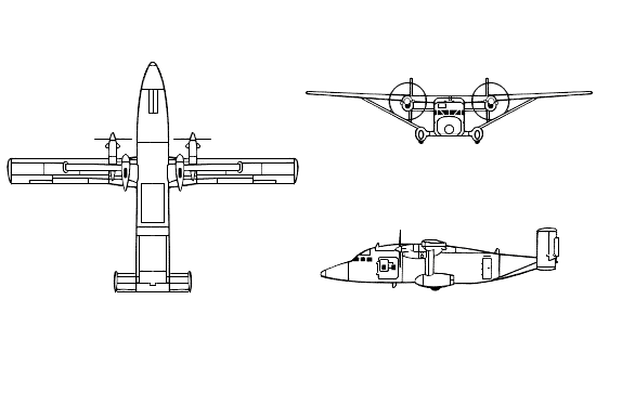 3-view projection of the Short C23 Sherpa