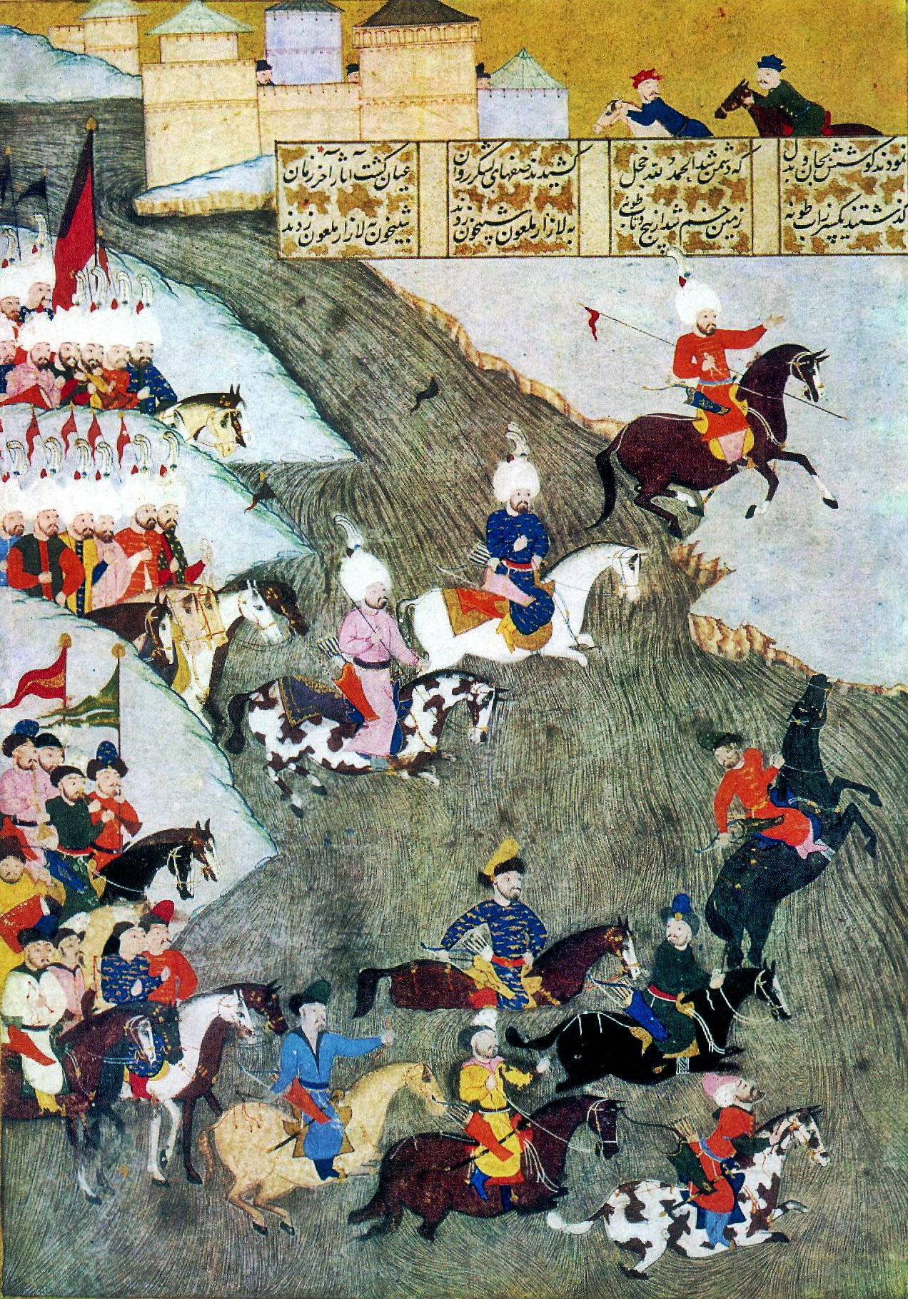 A miniature depicting the Ottoman campaign in Hungary in 1566, with Crimean Tatars as vanguard
