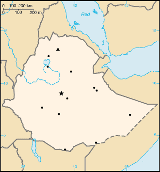 Etiópia elhelyezkedése