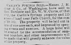 Carlin Springs Sold, article from Alexandria Gazette, April 21, 1887 Carlin Springs Sold.JPG