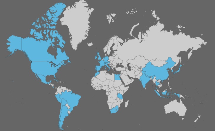 Countries visited as of 2013