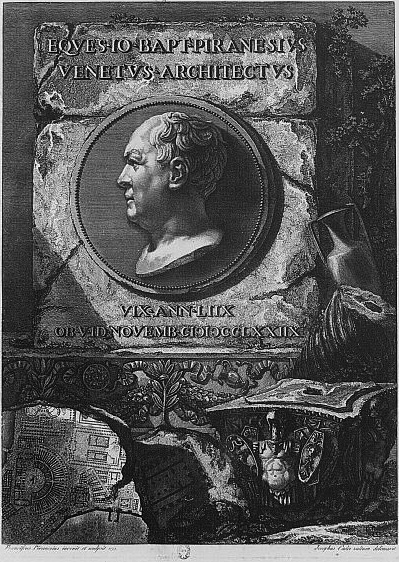 Retrato de Giovanni Battista Piranesi grabado por su hijo Francesco.