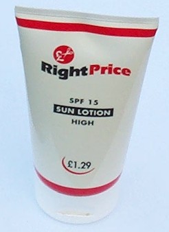 A tube of SPF 15 sun lotion