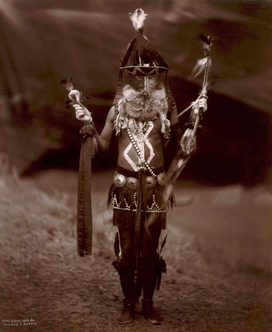 Navajo Mask, C1905. /Na Navajo Man Dressed Up As The God Zahadolzha,  Wearing A Leather Mask