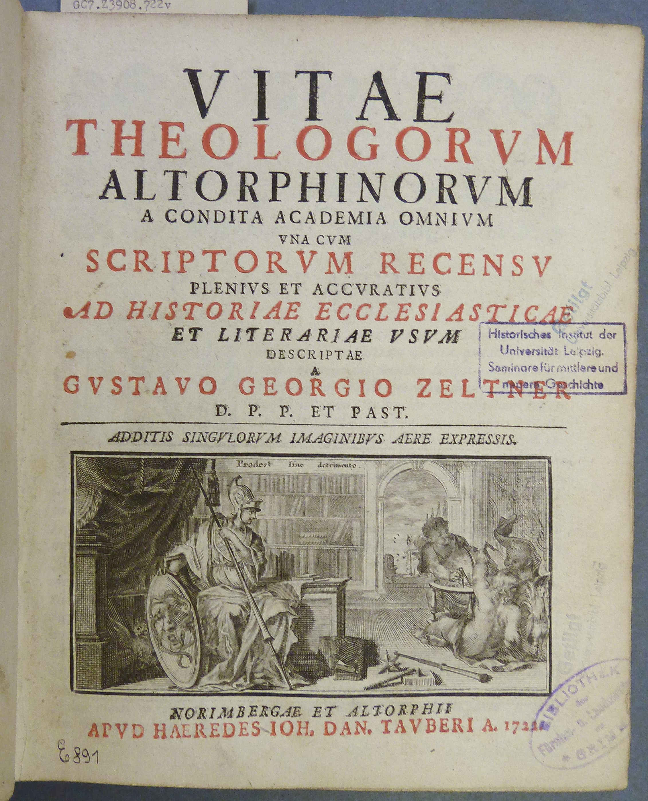 Titelblatt der ''Vitae theologorum Altorphinorum a condita Academia'', 1722