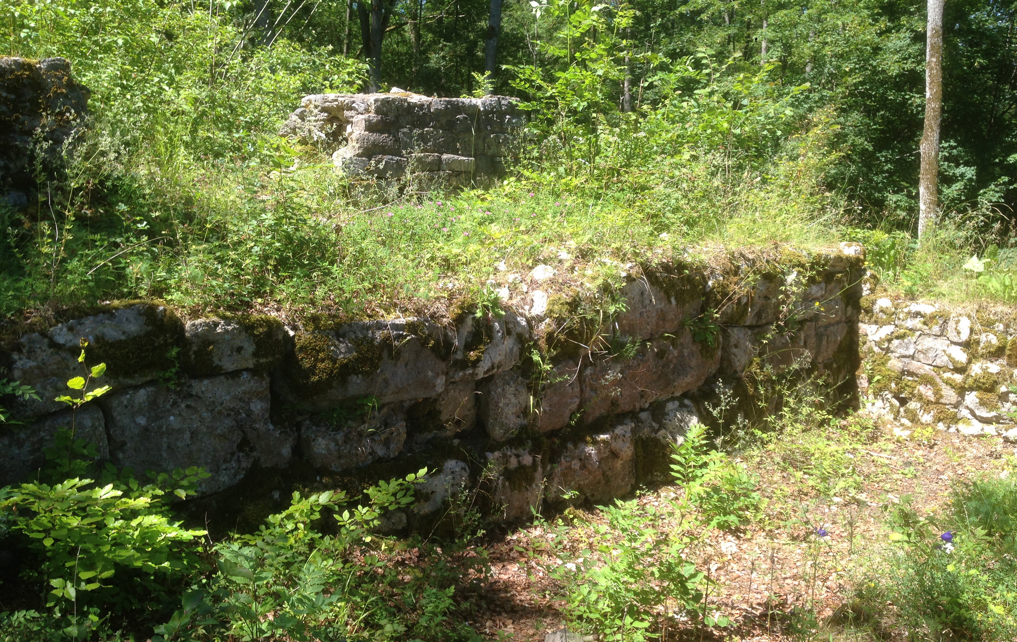 Mauerreste der abgegangenen Burg Herwartstein