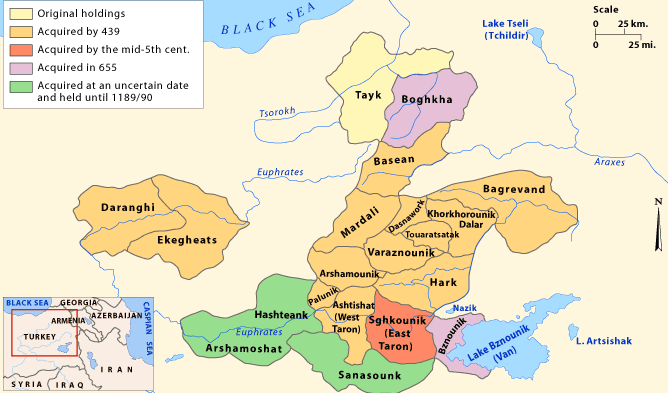 Expansion des domaines des Mamikonian.