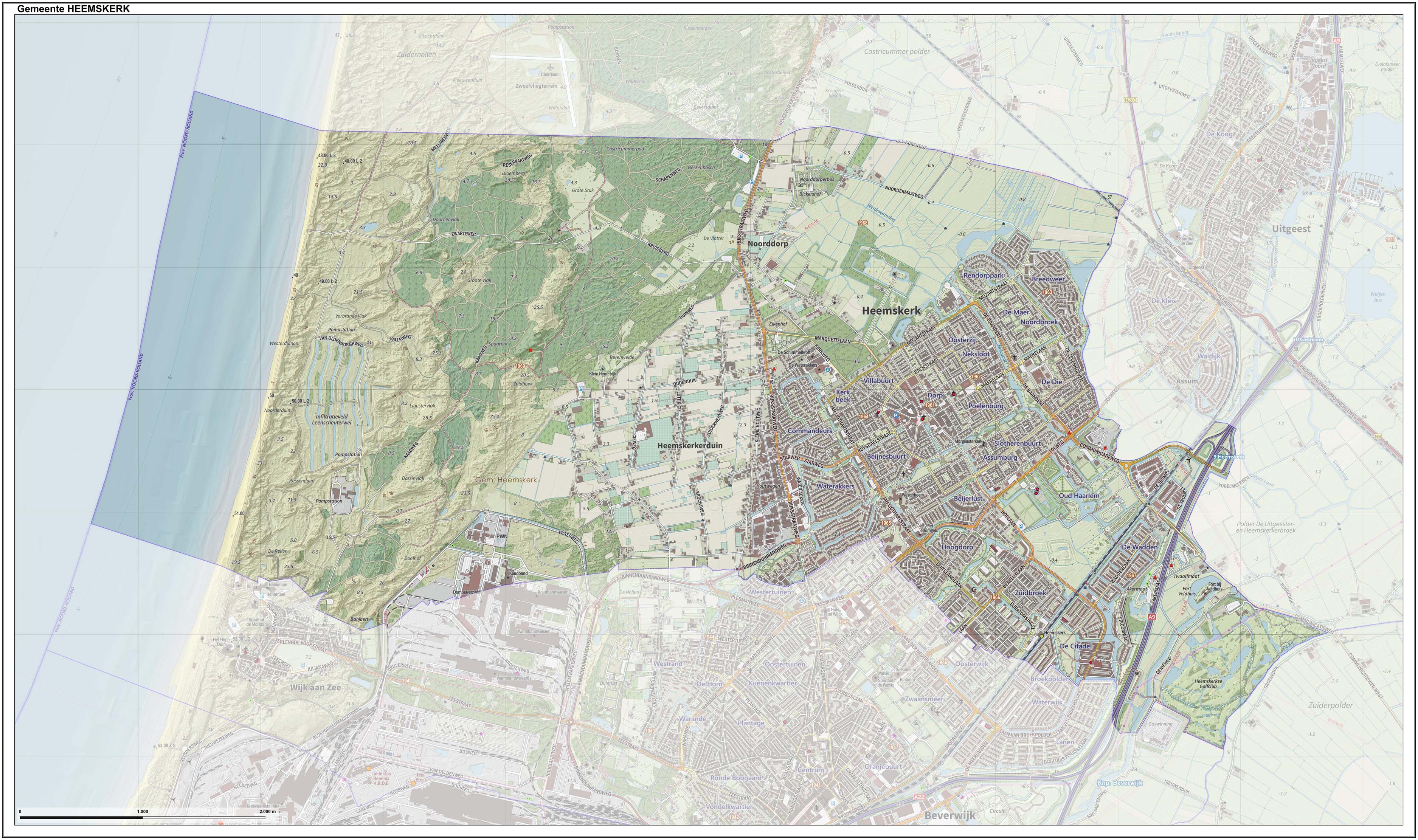 Dutch Topographic map of Heemskerk, June 2015
