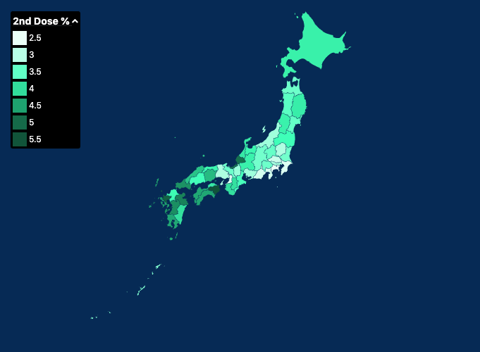 File:Japan map of fully vaccinated people by percentage of population by prefecture as of 23rd of June 2021.png