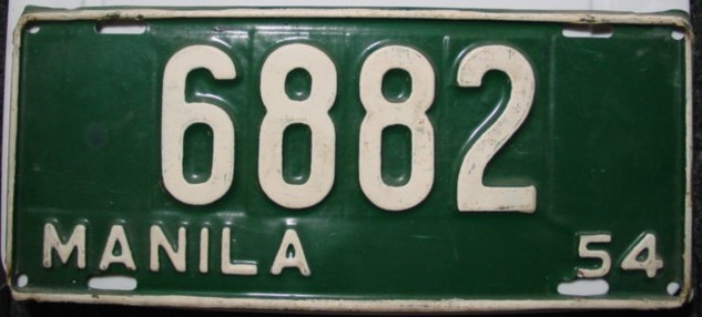 File:Philippines 1954 Manila license plate - Number 6882.jpg ...