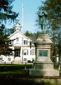 Old Kingston Town Hall, with Civil War monument in foreground. This building was in use from 1841 to 2003, when a new building opened.