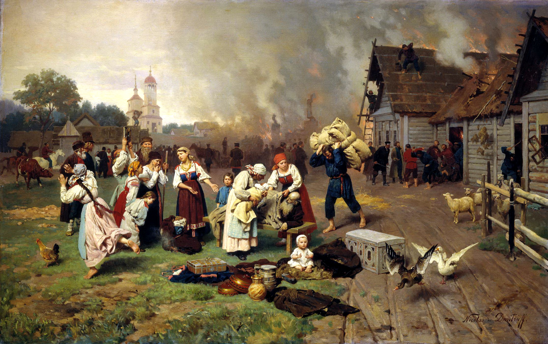 Fichier:Nikolai Dmitriev-Orenburgsky The Fire in the village.jpg — Wikipédia