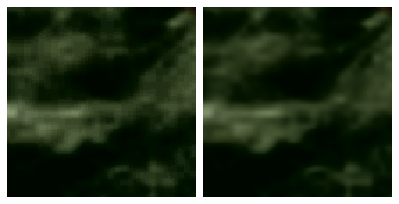 A demonstration of the colour depth in a PNG file, in bits per channel. Left: 8 bits, Right: 16 bits. Note the artifacts, adjusted contrast for clarity.
