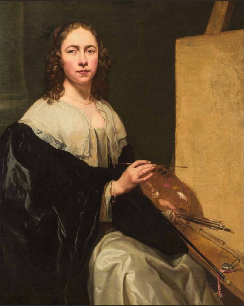 Michaelina Wautier, Self-portrait with easel, c. 1640s