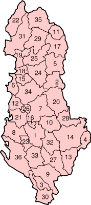 Districts of Albania from 1991–2000