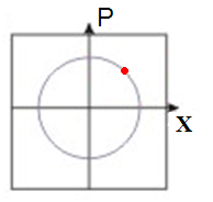 Figure 1: One harmonic oscillator represented in the phase space by its momentum and position