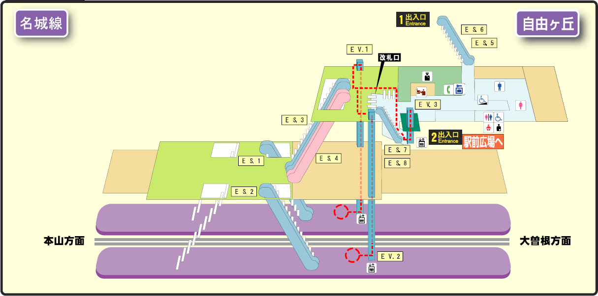 ファイル:Jiyugaoka station map Nagoya subway's Meijo line 2014.png