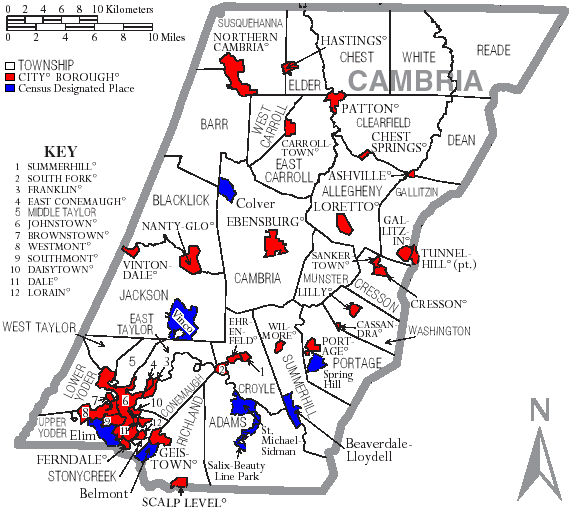 File:Map of Cambria County Pennsylvania With Municipal and Township Labels.png