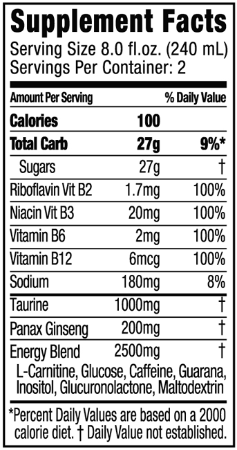 monster energy drink label caffeine