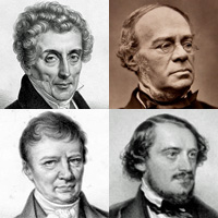Early influences: Luigi Cherubini and Fromental Halevy (top); Louis-Pierre Norblin and Friedrich von Flotow (below) Offenbach-mentors.jpg