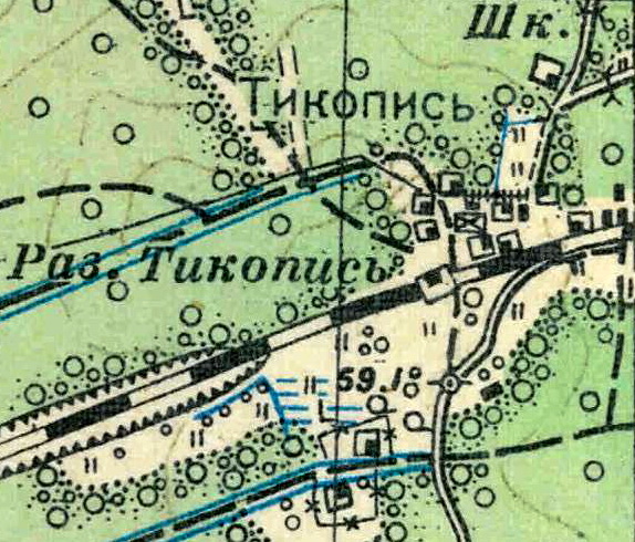 План посёлка при станции Тикопись. 1938 год