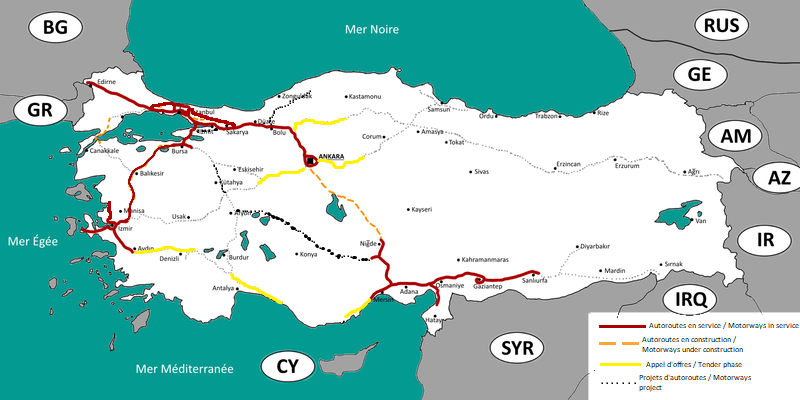 File Highways In Turkey Autoroutes En Turquie 2 Png Wikimedia Commons