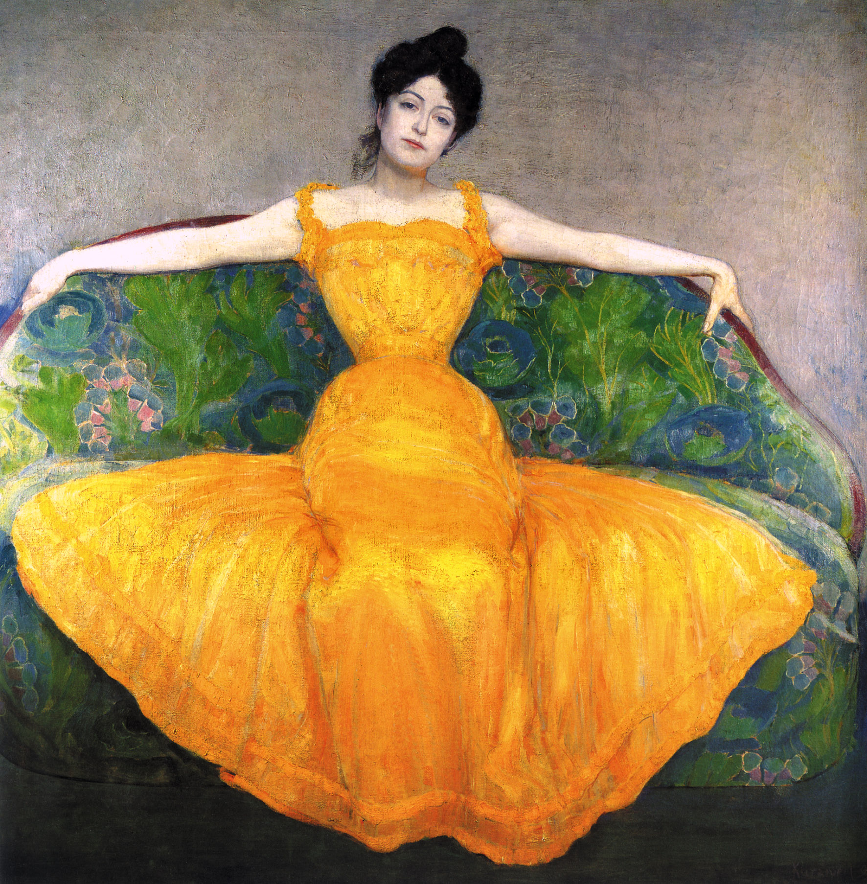 Lady in a yellow Dress - Max Kurzweil as art print or hand painted oil.